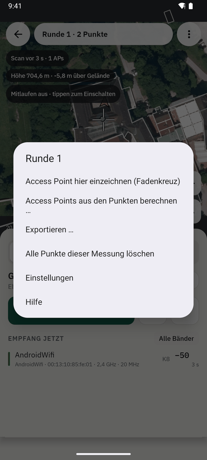 Menü in der Messung