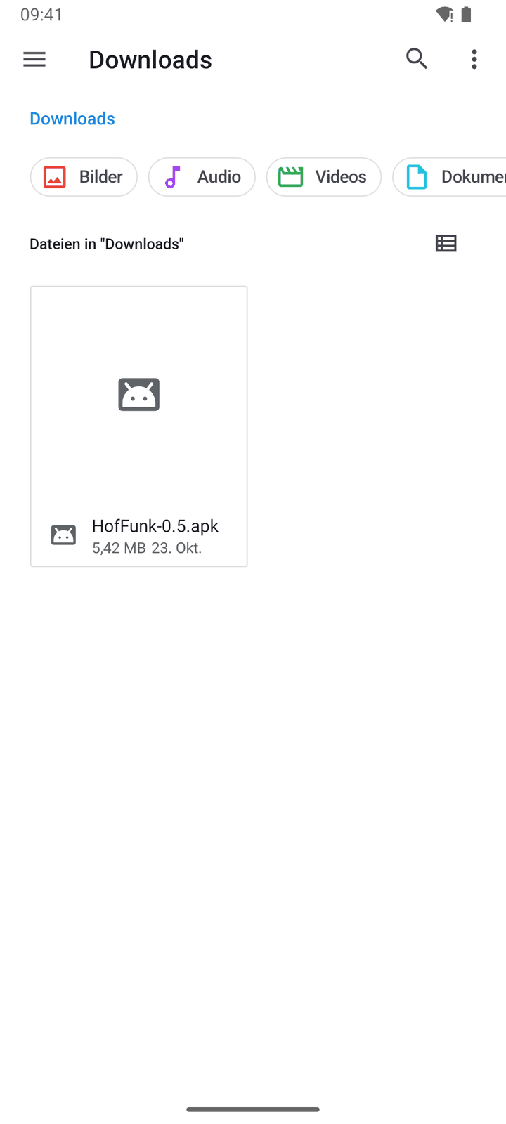 Die heruntergeladene APK in der Dateien-App