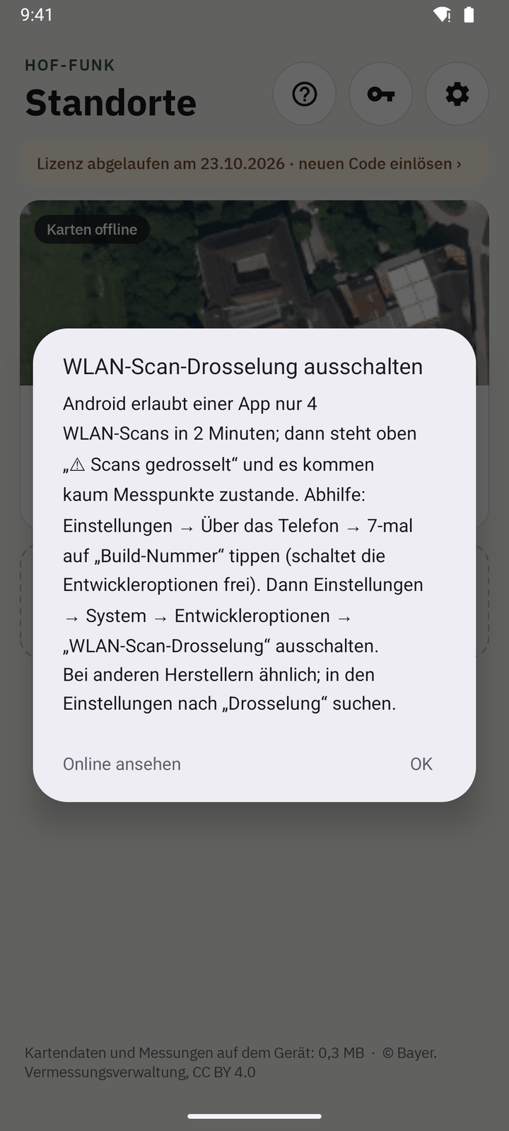 Kurzfassung in der App, auch ohne Internet