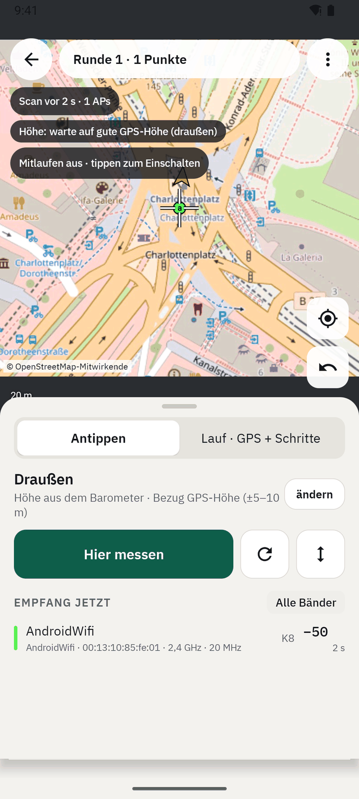 Messen an einem Standort außerhalb Bayerns (OpenStreetMap)